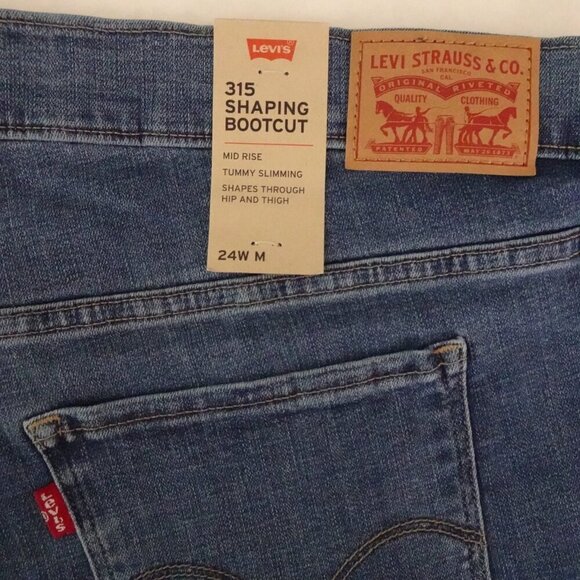Levi's 315 Bootcut Jeans Plus Size 24W Blue Denim Stretch Shaping Flawed - Picture 8 of 11
